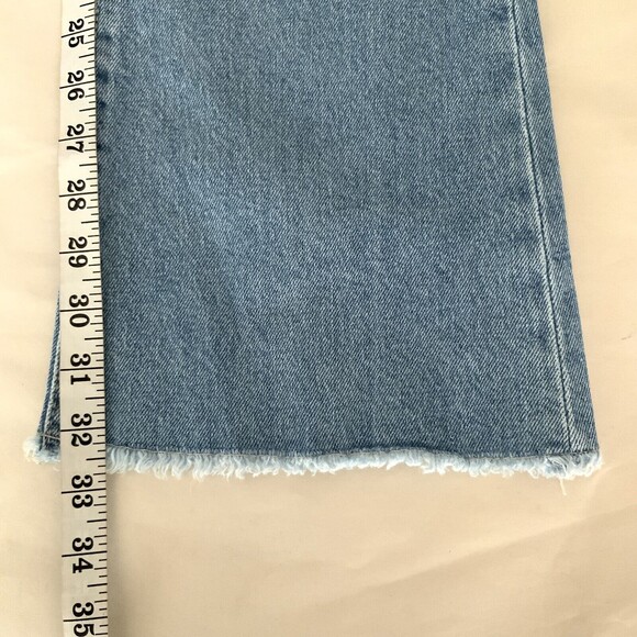 Good American Jeans Size 4 Blue Indigo129 Distressed Busted Knee Bootcut - Picture 7 of 12